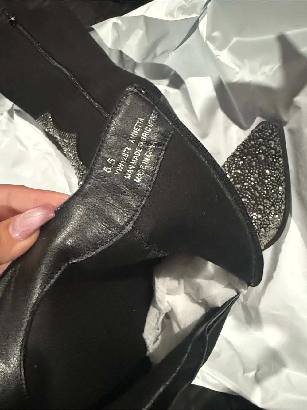 Embellished Black Western Ankle Boots
